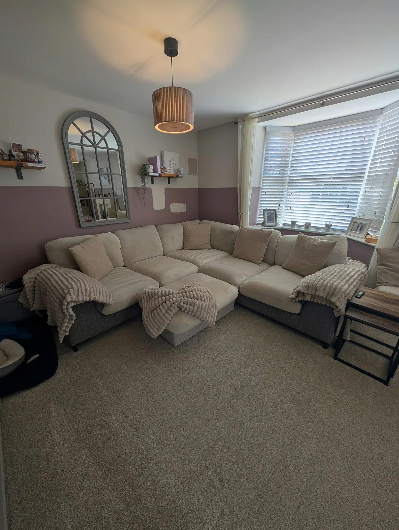Clean soft furnishings left to dry after treatment